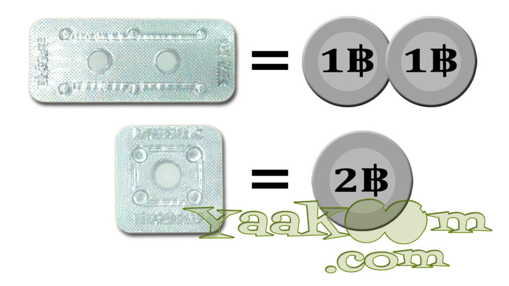 เปรียบยาคุมแบบสองเม็ดเป็นเหรียญหนึ่งบาทสองเหรียญ ส่วนยาคุมแบบเม็ดเดียวก็คือเหรียญสองบาทเหรียญเดียว
