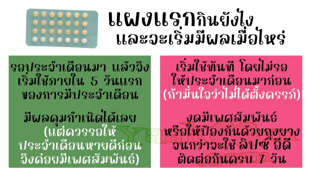 เริ่มรับประทาน ลิปซ์ อีดี แผงแรกอย่างไร และจะมีผลคุมกำเนิดเมื่อไหร่