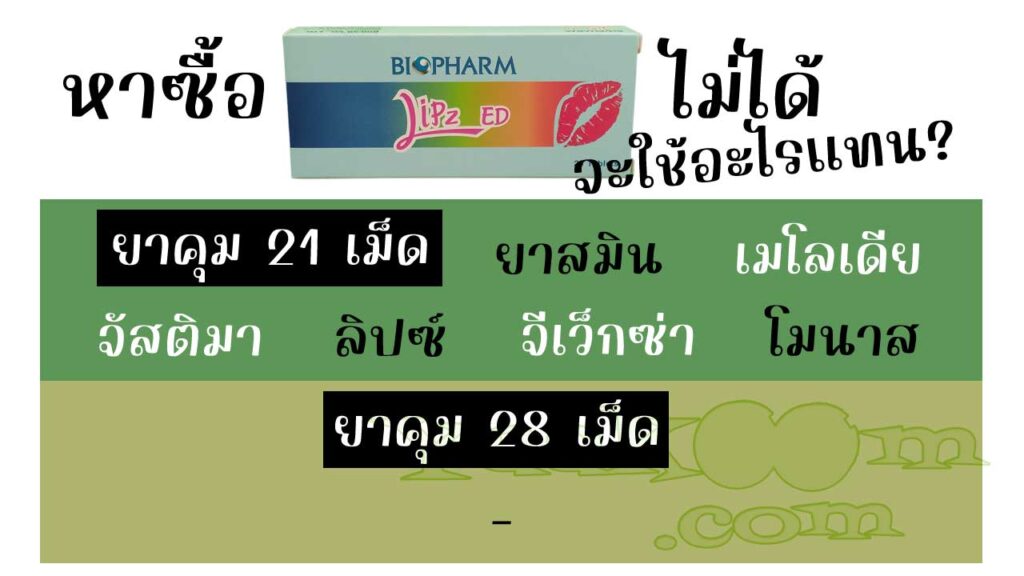 รายชื่อยาคุมที่สามารถใช้แทน ลิปซ์ อีดี ได้