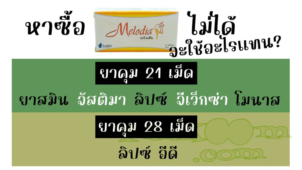 รายชื่อยาคุมที่สามารถใช้แทน เมโลเดีย ได้