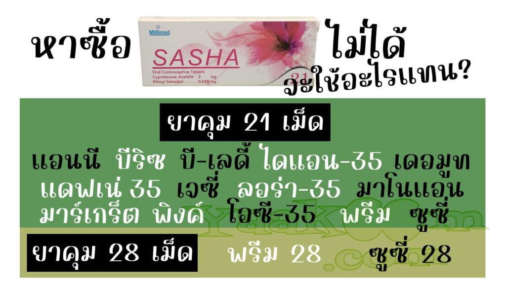 รายชื่อยาคุมที่สามารถใช้แทน ซาชา ได้