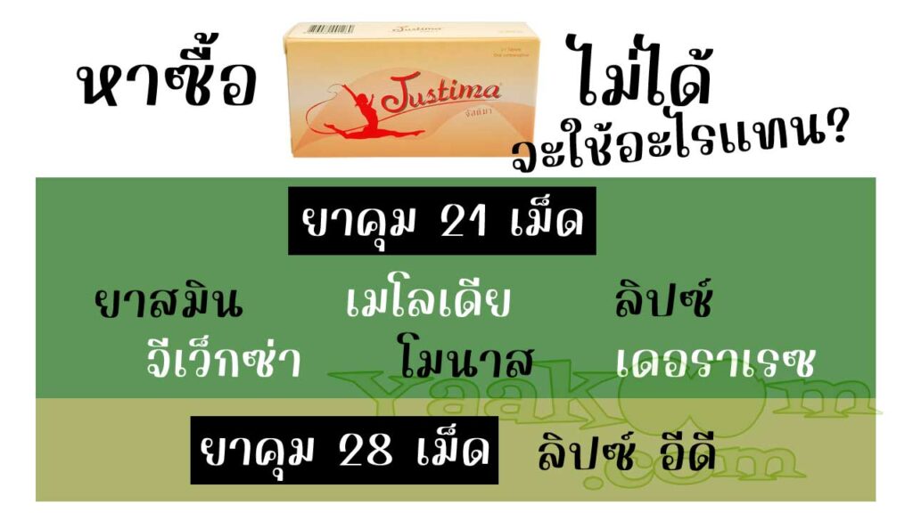 รายชื่อยาคุมที่สามารถใช้แทน จัสติมา ได้