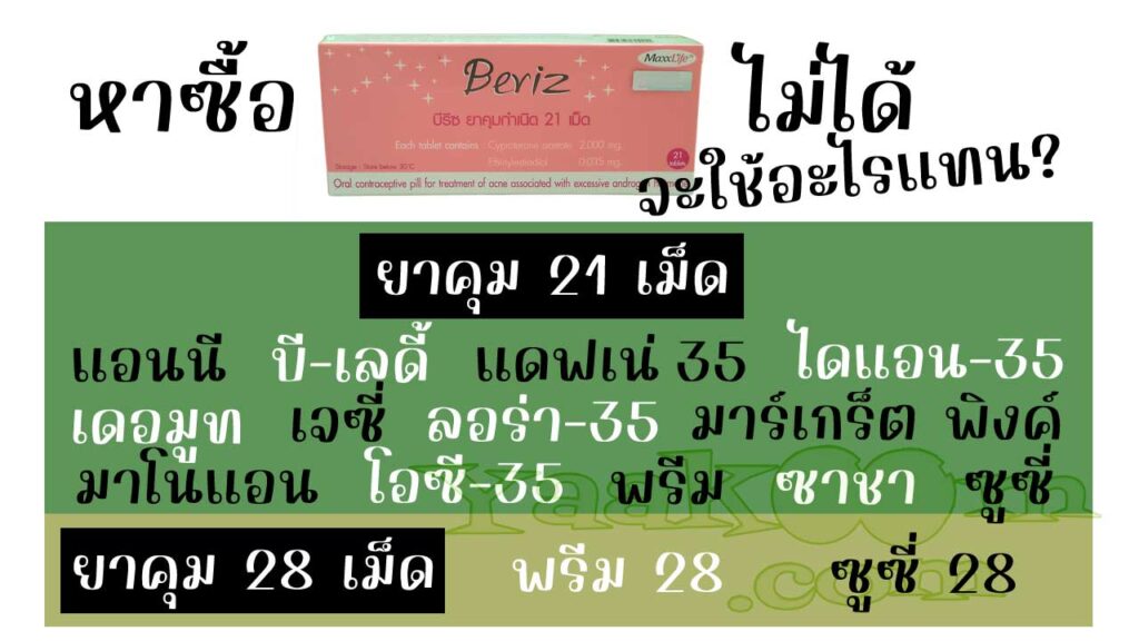 รายชื่อยาคุมที่สามารถใช้แทน บีริซ ได้