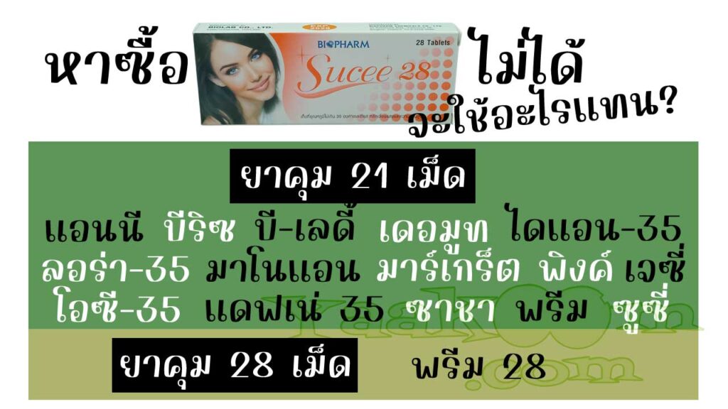 รายชื่อยาคุมที่สามารถใช้แทน ซูซี่ 28 ได้