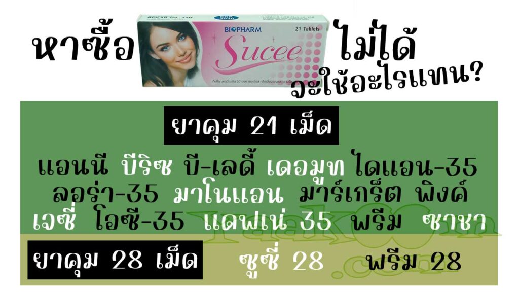 รายชื่อยาคุมที่สามารถใช้แทน ซูซี่ ได้